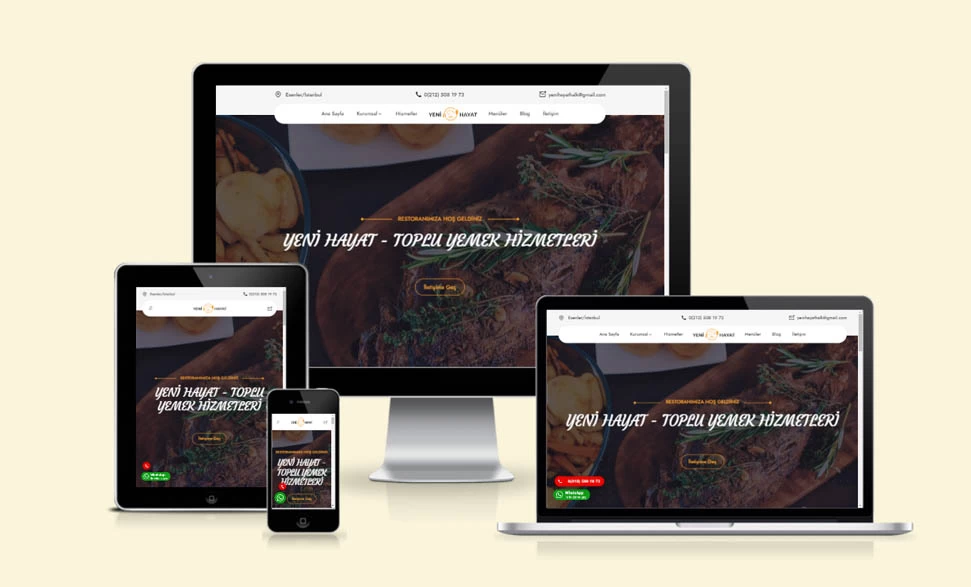 Yeni Hayat Yemek web site yeni nesil yazılım teknolojiler ile başarıyla bitirilmiştir.